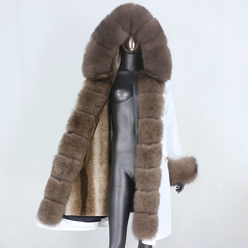 

CXFS 2021 New Winter Jacket Women X-long Parka Waterproof Natural Fox Fur Hood Real Fur Coat Thick Warm Outerwear Detachable
