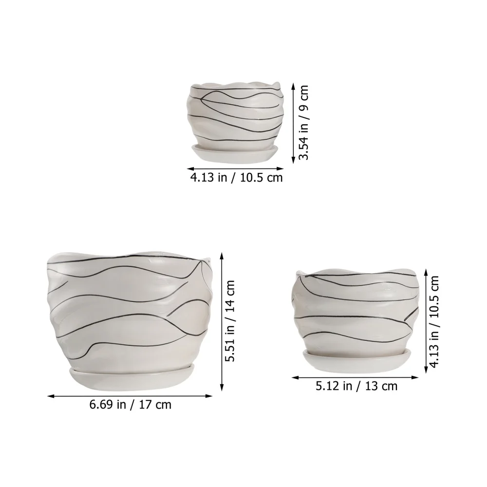 

3pcs Personality Spiral Flower Pot Simple Succulent Flower Pot with Tray