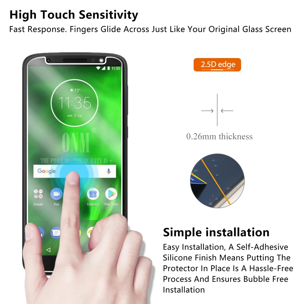 2 шт закаленное стекло для Motorola Moto G6 Plus / Play Защита экрана Защитная стеклянная