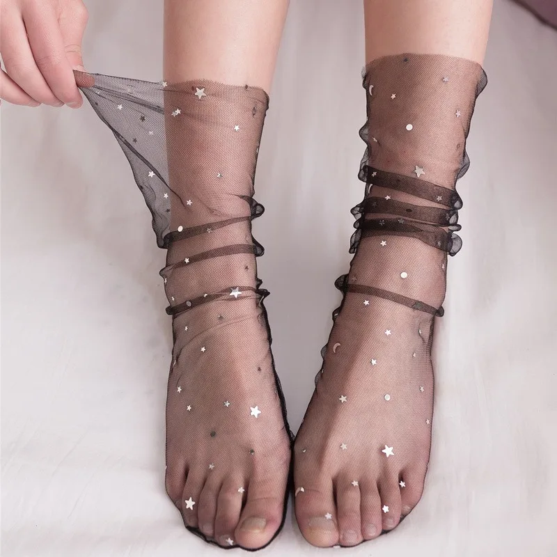 Jeseca/летние тонкие прозрачные женские шелковые носки из сетчатого материала