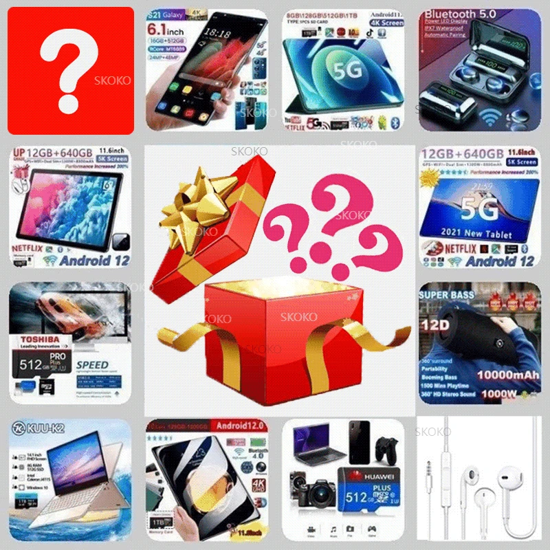 

Lucky Gift Mystery Box 100% Surprise Gift Watch Tablet PC Smart Electronic Product Boutique Random Item Gift Waiting for You!!!