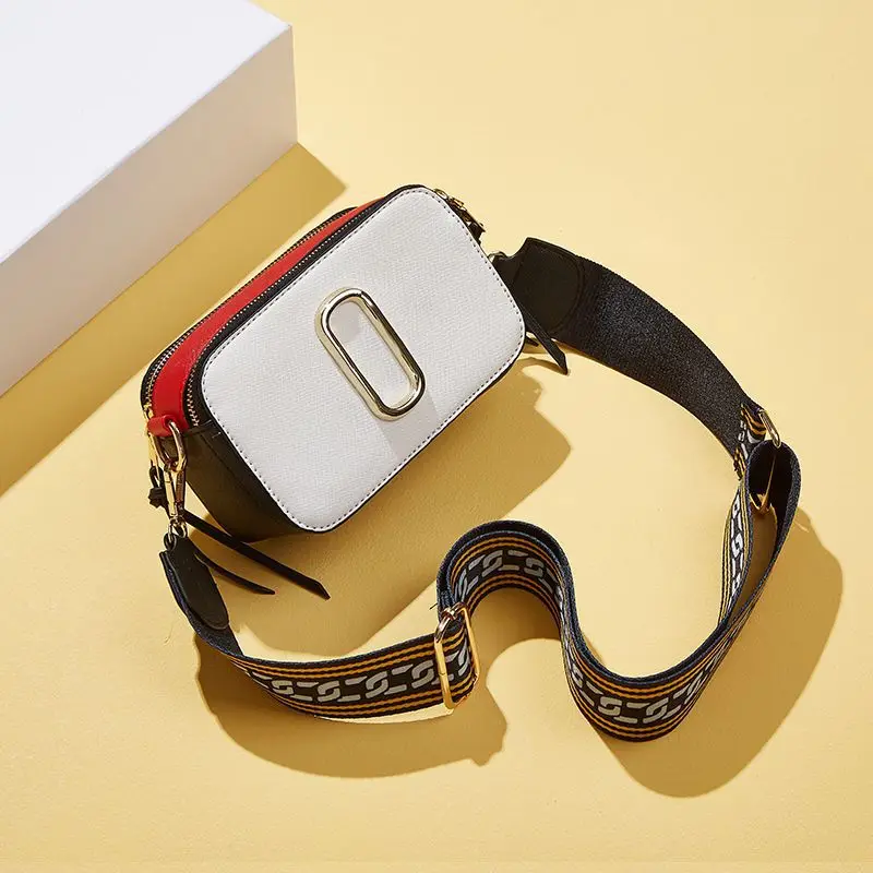 

New Fashion PU Texture Wide Shoulder Strap Single Shoulder Messenger Small Bag All-match Fashionable Female Camera Bag