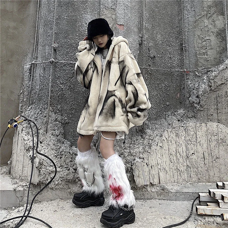 Женская винтажная флисовая куртка новая свободная из овечьей шерсти в Корейском