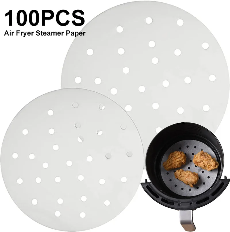 

100 шт. пневматическая фритюрница, прокладки для Пароварки, Высококачественная перфорированная бумага для древесной массы, антипригарная Па...