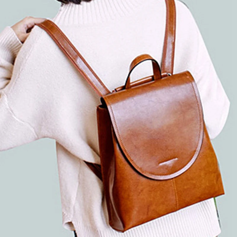 Кожаный женский рюкзак ретро кожаный коричневый | Багаж и сумки