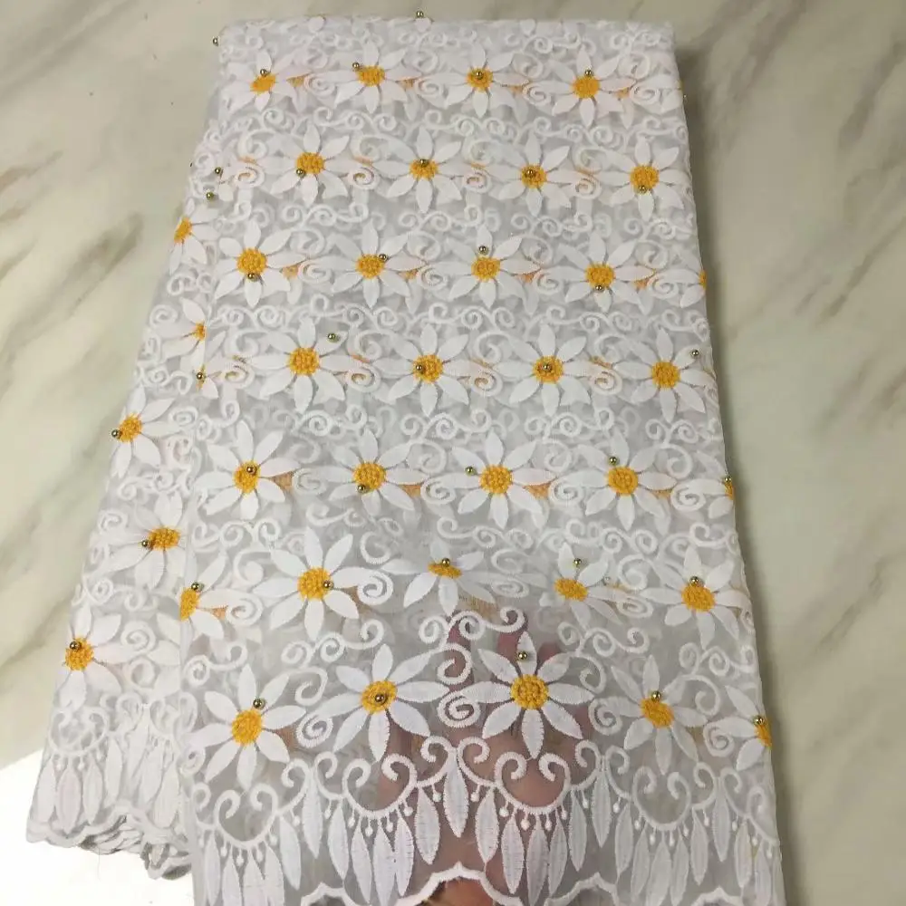 2019 African Tulle Lace Fabrics High Quality Swiss Voile Embroidered Nigerian with Beads For Wedding Party | Аксессуары для одежды