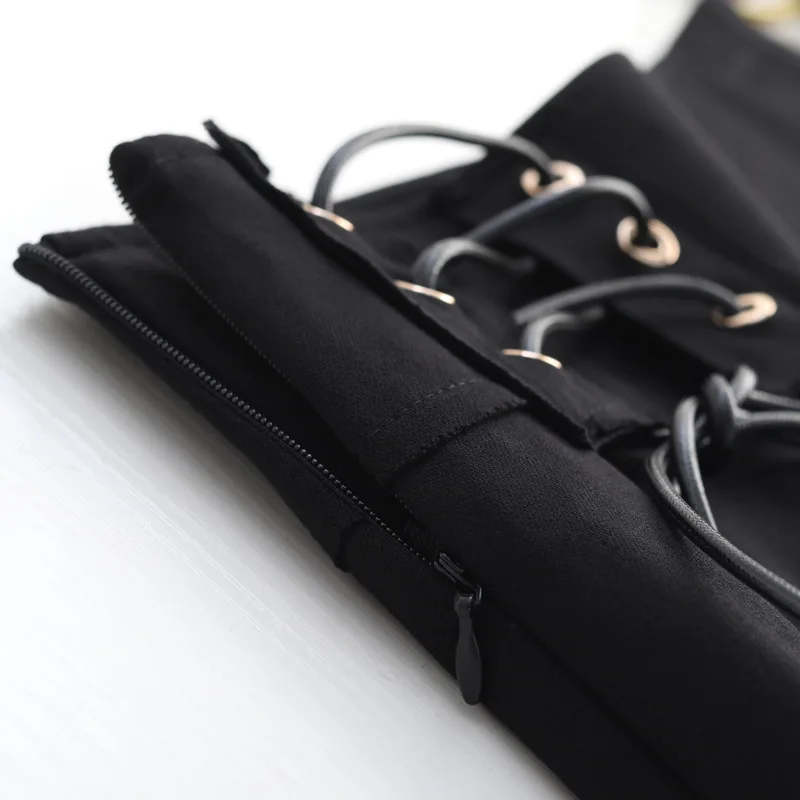 

2021 Summer New Elastic High Waist Slim Simple Black Irregular Plus Size All-match Casual Women A-line Long Skirt Free Shipping