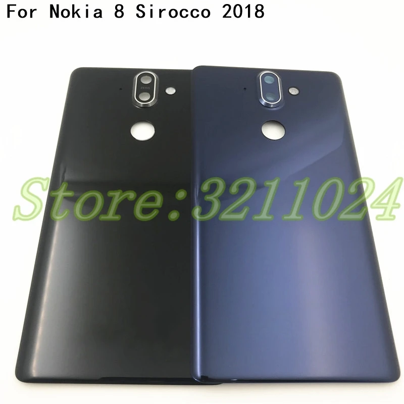 

100% Original New 5.5 inches For Nokia 8 Sirocco 2018 TA-1005 Glass Rear Back Housing Battery Cover With Camera lens
