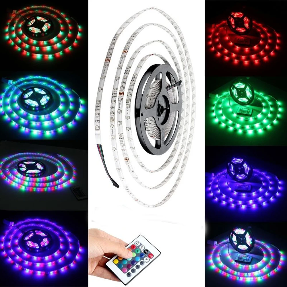Светодиодный светильник 2835 SMD RGB лента 5 м 10 м 15 м 20 м DC12V 3528 Гибкая RGB Светодиодная лента e лента диод 24 кнопки контроллер WIF адаптер
