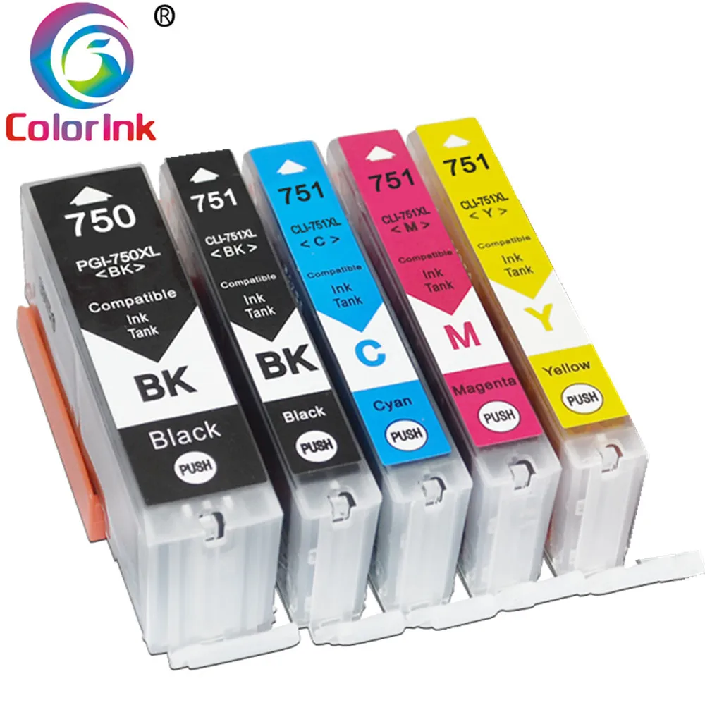 Цвет чернил PGI-750 751 чернильный картридж 750XL 751 для Canon, PIXMA, mg 5470 5570 5670 6470 6670 MX 727 927 Ip7270 IX6770 IX6870 принтер