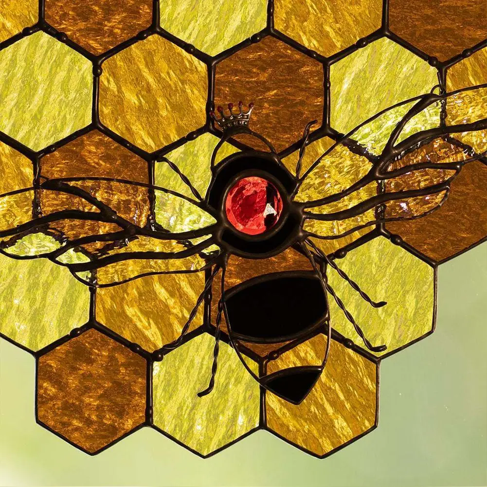 

Queen & Bee Protect Honey Suncatcher Bee Hanging Pendant Art Decoration Color Wasp Pendant
