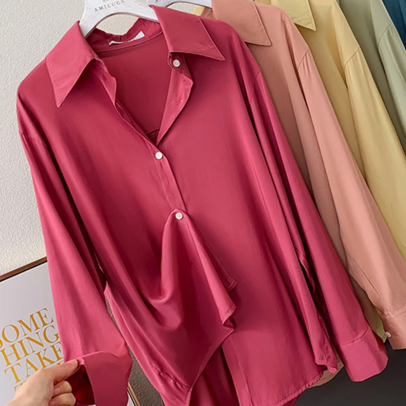 Blusas Mujer 2021 Весна размера плюс для женщин топы и блузка Однотонная рубашка с