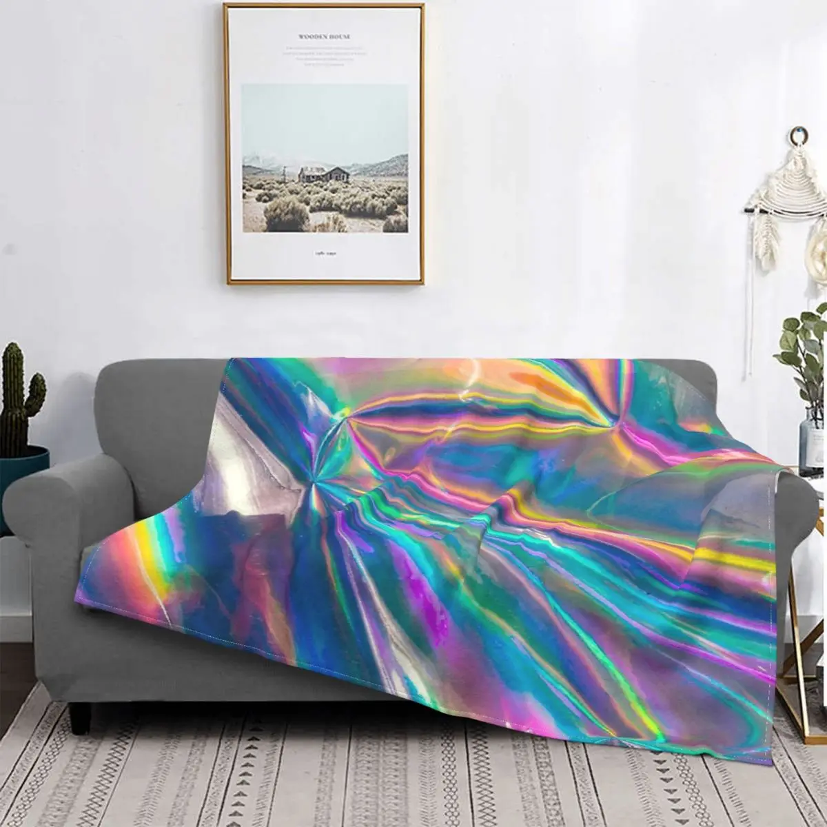 

Holographic Blanket Bedspread Bed Plaid Muslin Beach Blanket Thermal Blanket Luxury Beach Towel