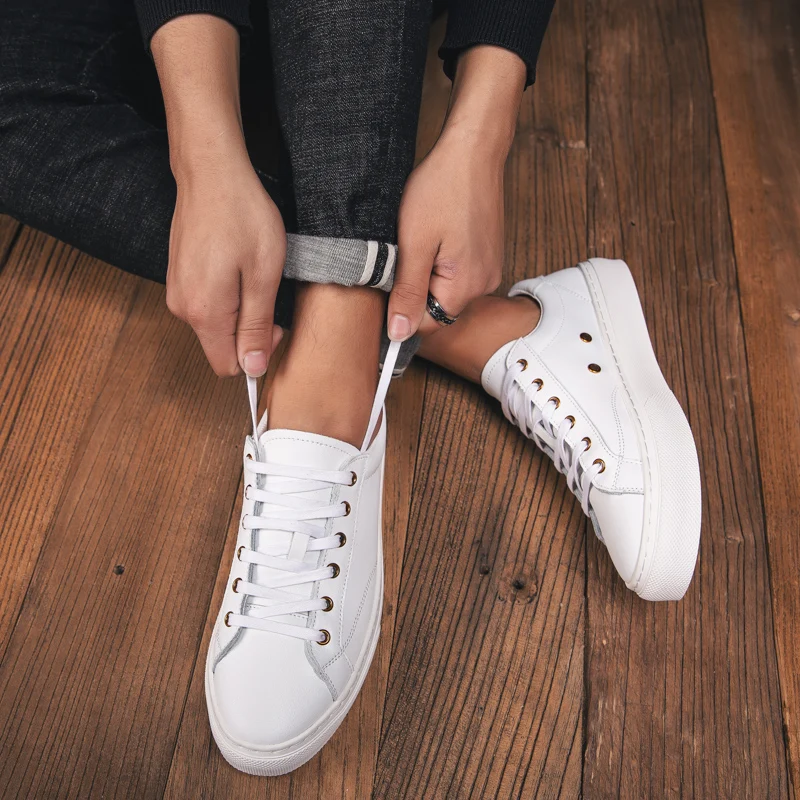 Кроссовки мужские из дышащей кожи Повседневная Уличная модная спортивная обувь