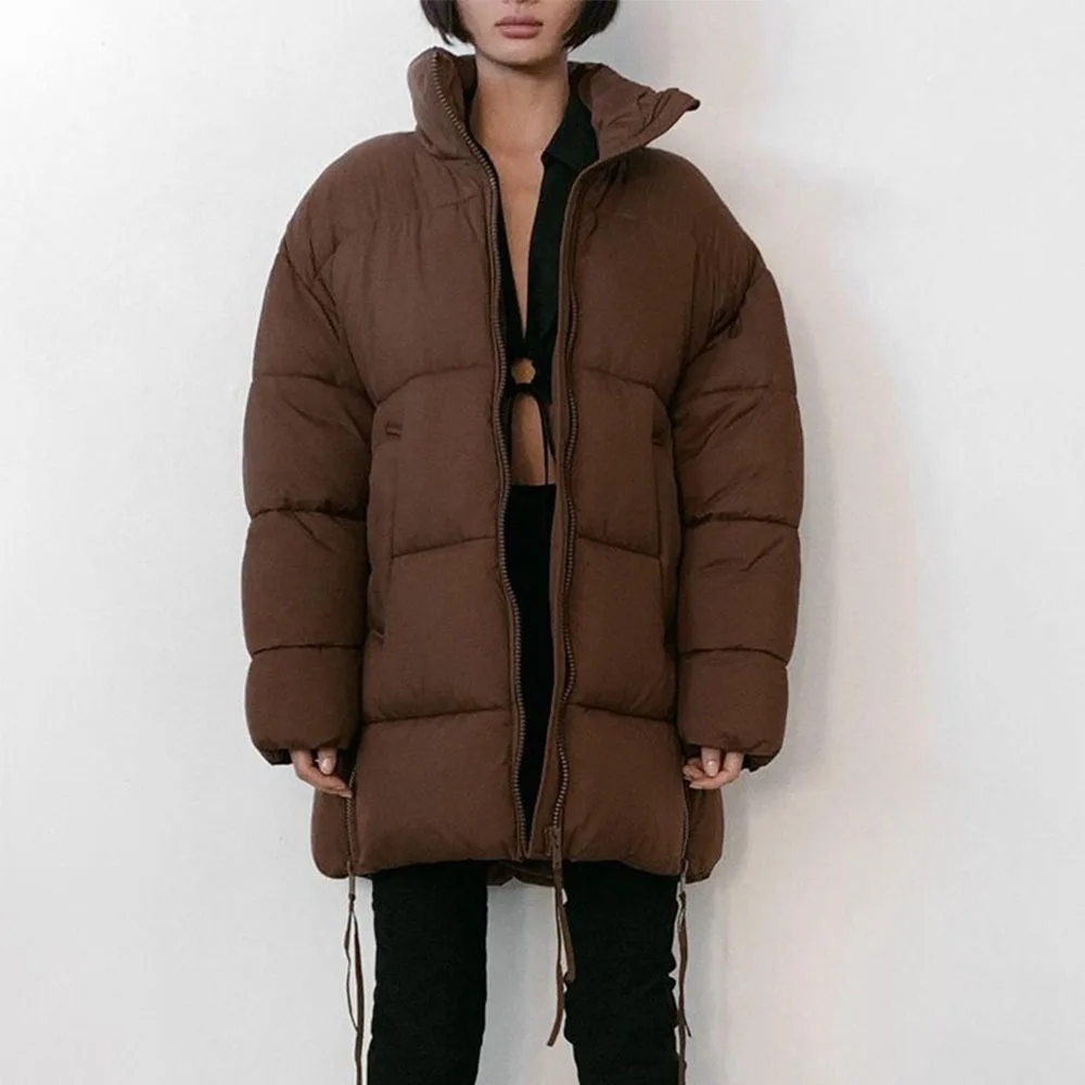 

Новинка 2022, женская утепленная длинная парка, пальто, свободные зимние куртки оверсайз, верхняя одежда, женское Стеганое пальто, женская кур...