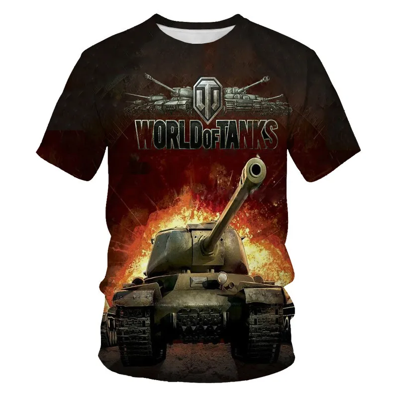 

World of Tanks and other games 3D printing couple short-sleeved T-shirts soft, breathable, sweat-absorbent, outdoor leisure