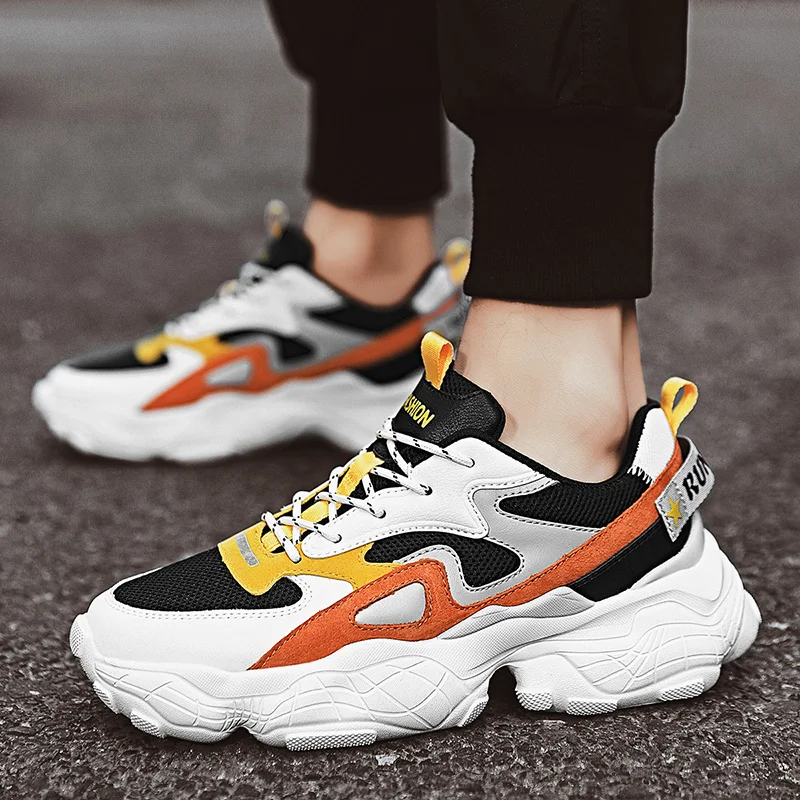 Luxury Brand Designed Men Dad Chunky Sneakers Big Sole Trending Street Walking Shoes Fashionable Running For Young Hip Hop | Спорт и