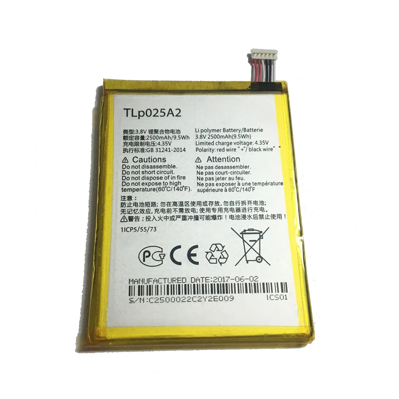 Аккумулятор для мобильного телефона TLp025A2 2500 мАч Alcatel One Touch Onetouch POP C9 Dual 7047D Idol X Plus OT