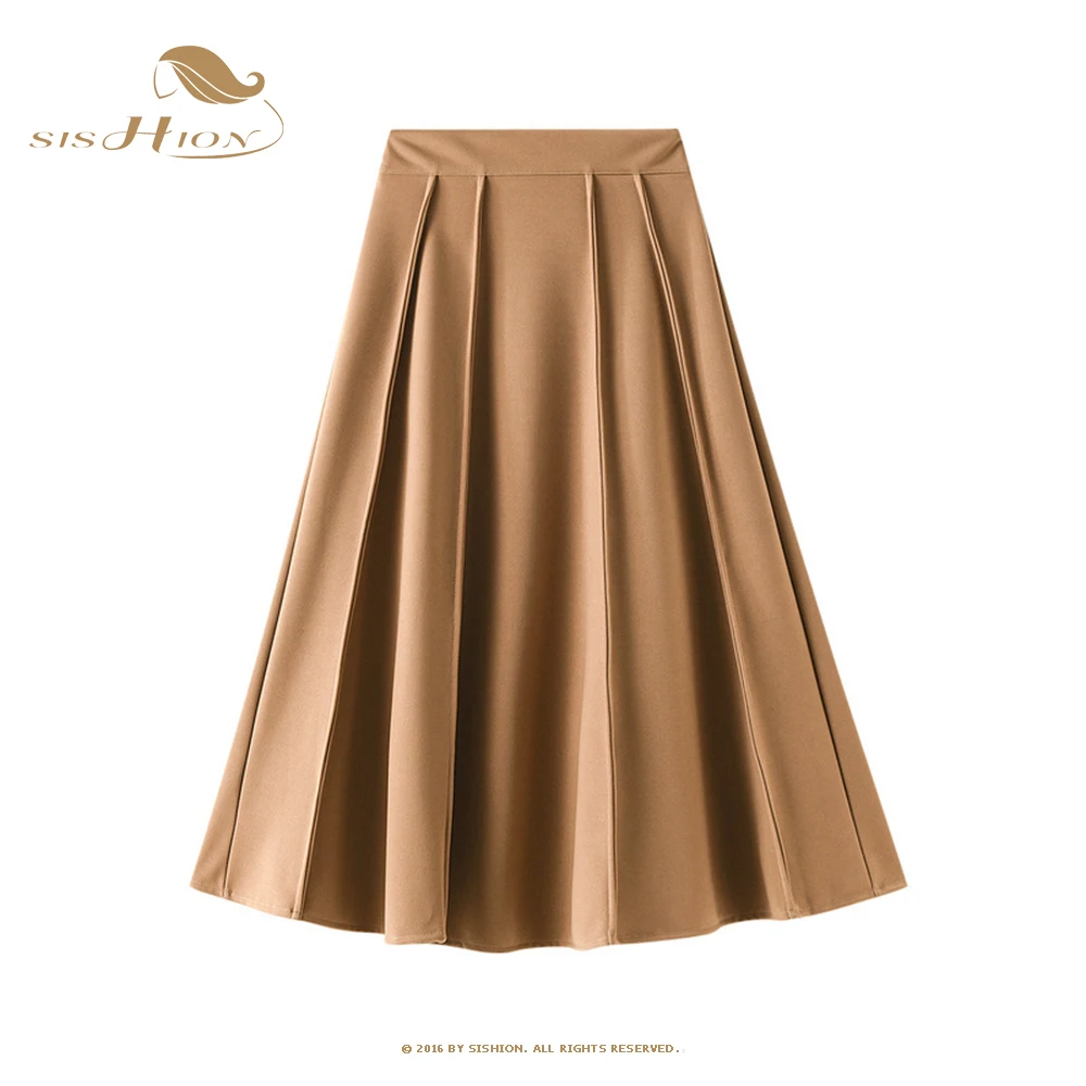 

Женская Зимняя Юбка-миди с высокой талией