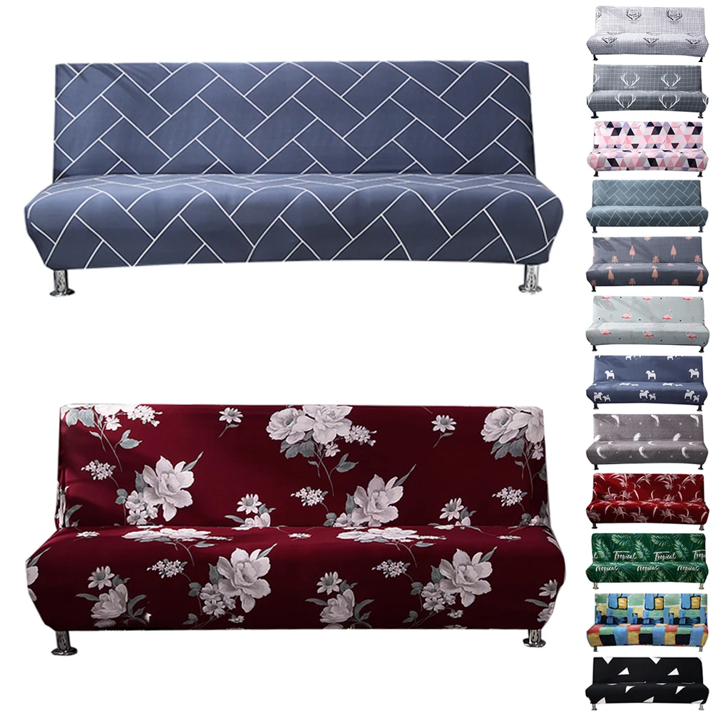 

160-190cm Floral Print Sofa Covers Stretch Spandex Armless Sofa Slipcovers Morocco Anti-Dust Furniture Cover Living Room Decor