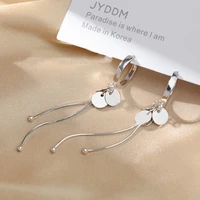 womens fashion simple style hoop earrings with small round pendants long chain tassel dangle earring piercing jewelry gifts