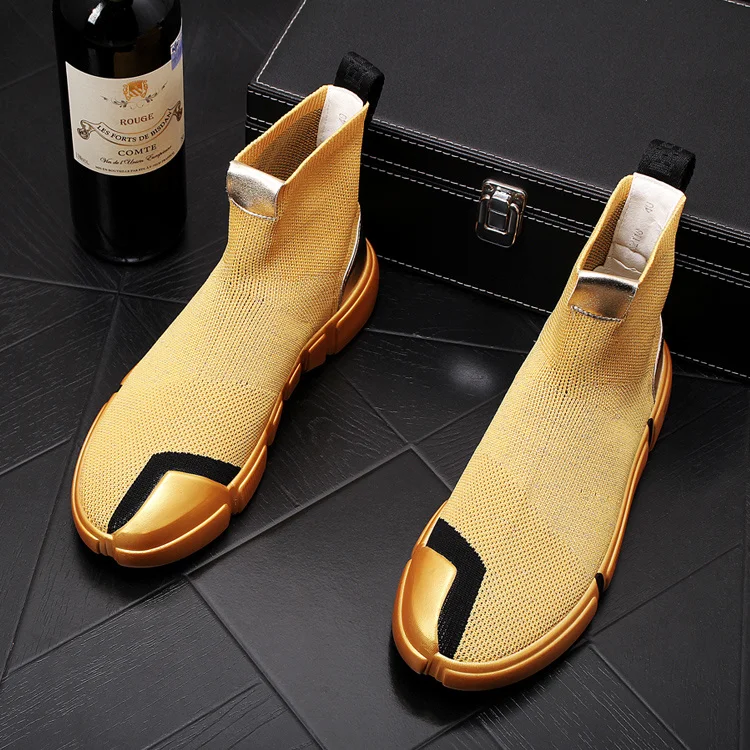 

high quality Mens Fashion Socks Shoes Sneakers Male high tops Shoes Casual Walking Shoe Footwear Autumn 2020 gold silver Shoe