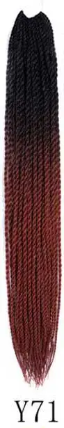 Qphair Ombre Сенегальские вьющиеся волосы крючком косы 24 дюйма 30 корней/упаковка синтетические плетеные волосы для женщин черные кроличьи волосы - Цвет: y71