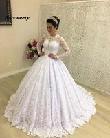 robe de mariee ball gown lace wedding dress long sleeves vestido de noiva 2021 bride dress luxury bridal gowns
