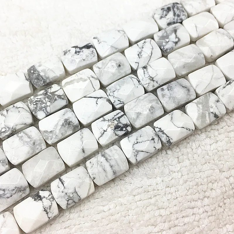 Hot Sale Faced By Hand Teardrop shape 8 X 11 mm Nature Howlite Square Beads 19-20cm/str For Jewelry Making Fashion Stone | Украшения и