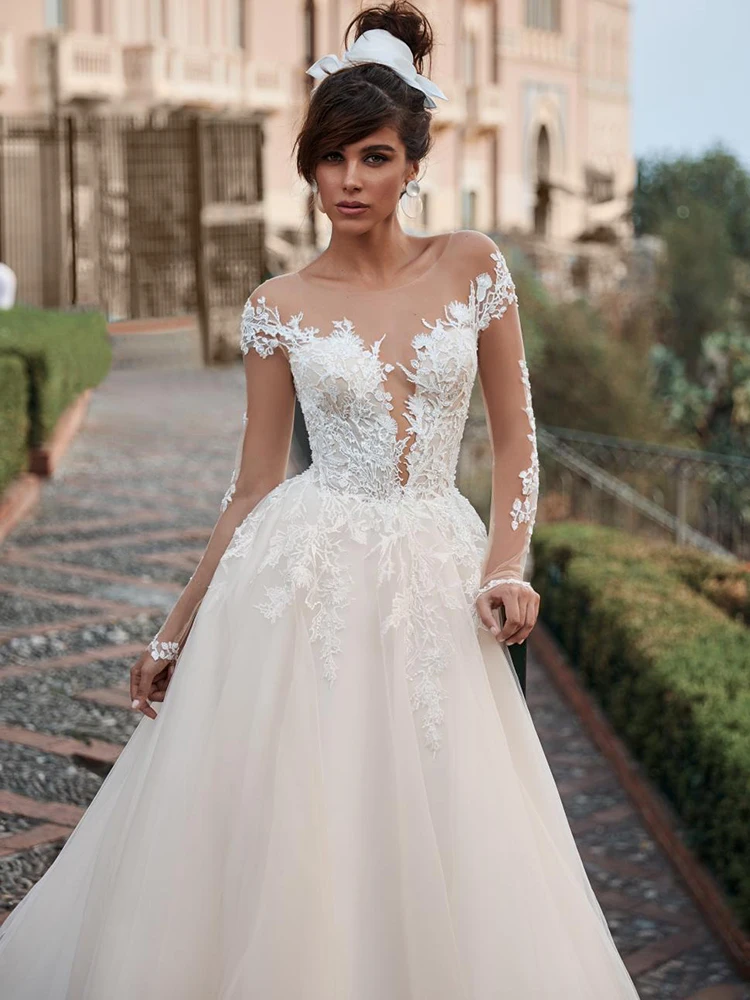 

YILIBER New Simple Wedding Dress Backless Sleeveless Design Chiffon Lace Bride Dresses Princess Dress Plus Size Tailor-made