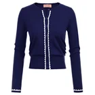 Женский трикотажный кардиган Belle Poque, контрастный теплый джемпер с длинными рукавами и круглым вырезом, на пуговицах, осень