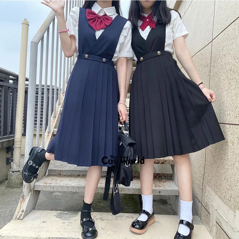 

Japanese Girl's Women's Sleeveless Pinafore Dress JK High School Uniform Class Uniform Students Cloths