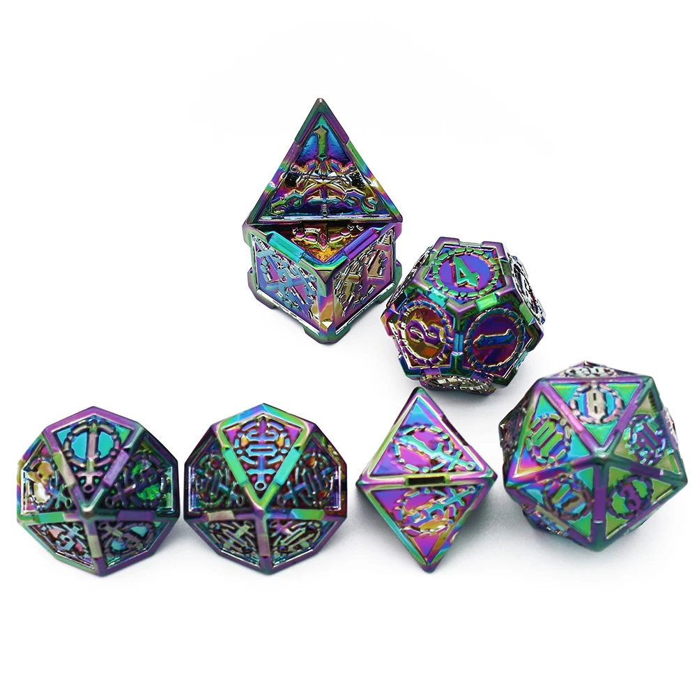 Новый дизайн 2020 года набор металлических игральных костей с чехлом для игр на