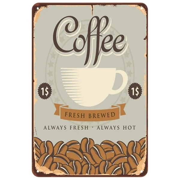 

Retro Coffee Plaque Metal Tin Sign Vintage Bar Decoration Poster Pub High Quality Metal 30 X 20CM