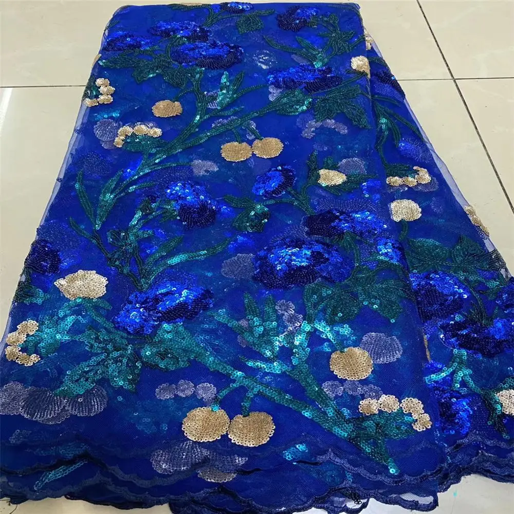 

2020 Most Popular Sequins Lace Fabrics French Mesh Lace Fabric High Quality Sequence Fabrics Nigerian Net Lace for Wedding Party