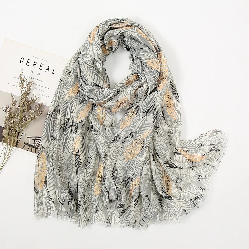 

2021 Spain Fashion Leaves Printed Patchwork Cotton Shawl Scarf Women High Quality Pashmina Stole Bufandas Muslim Hijab 180*85Cm