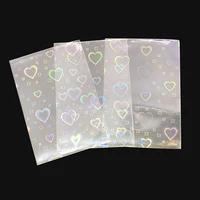 100pcs sweet heart shaped laser flashing card film korea idol holographic standard kpop card sleeves ultra cute protector cover