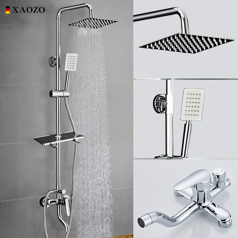 xaozo bathroom shower set spa shower head bath shower rotatable mixer with hand shower faucets rainfall chrome showers copper free global shipping