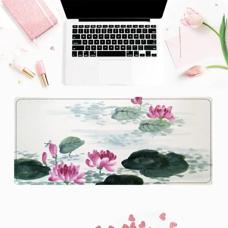 

Lotus Chinese Painting Art Natural Rubber Gaming Mousepad Desk Mat Free Shipping Large Mouse Pad Keyboards Mat