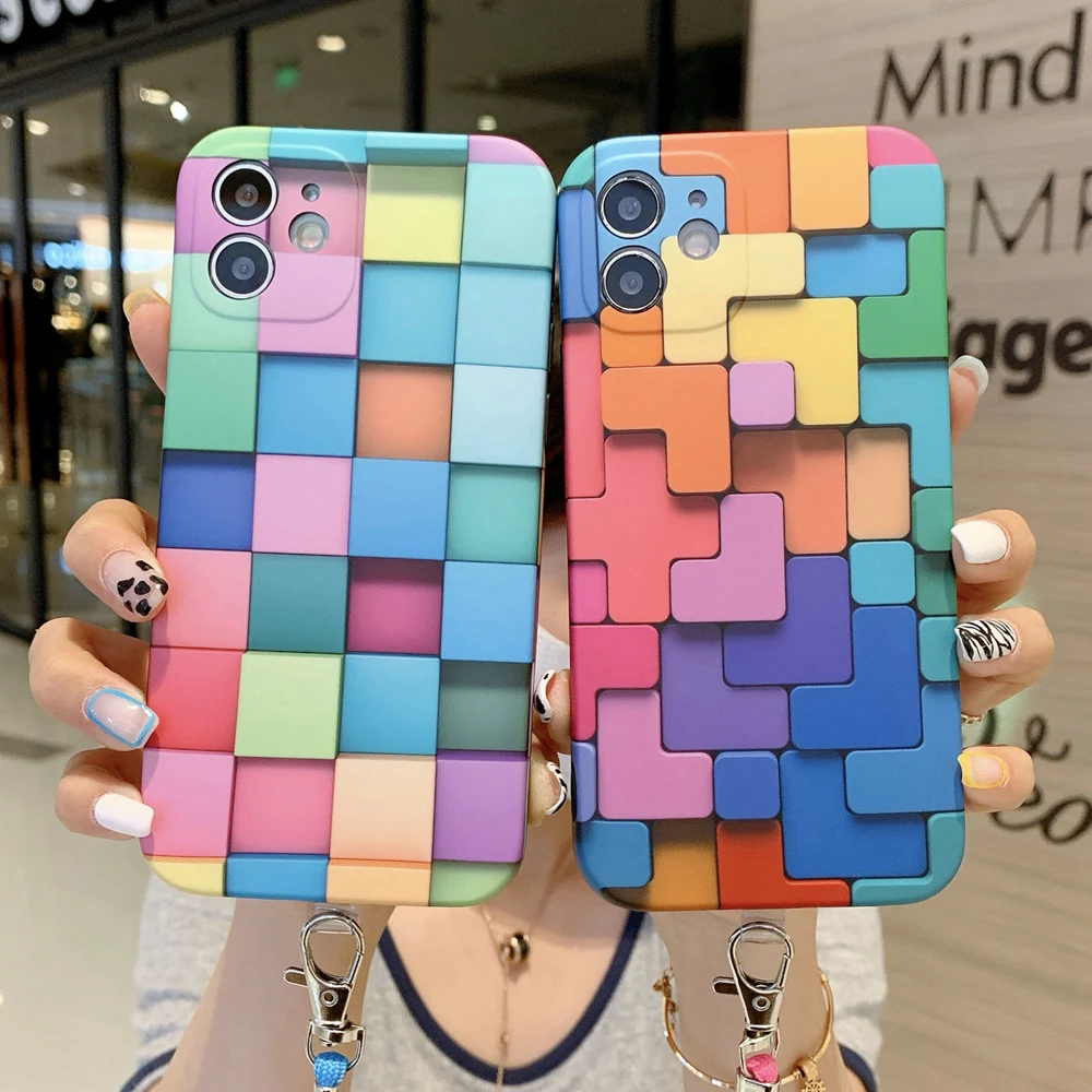 Симпатичный цветной чехол для iPhone 12 11 13 Pro Max 8 7 Plus XR XS X SE 2020 Ударопрочный Мягкий
