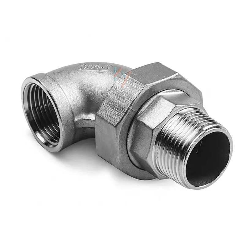 

1/4" 1/2" 3/4" 1" 2" Male & Female 90 Degree Elbow BSP Thread SUS304 Live Joint Coupling Union Connector Pipe Fitting for Tube