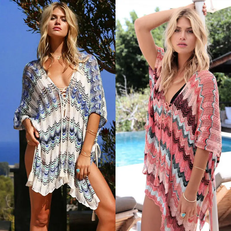 

Women's Sheer Bikini Cover Up Swimwear Swim Bathing Suit Summer Beach Mini Dress