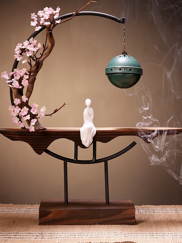 

Ceramic Backflow Incense Burner Solid Wood Zen Incense Holder Smoke Waterfall Censer Cerative Quemador De Incienso Home Crafts