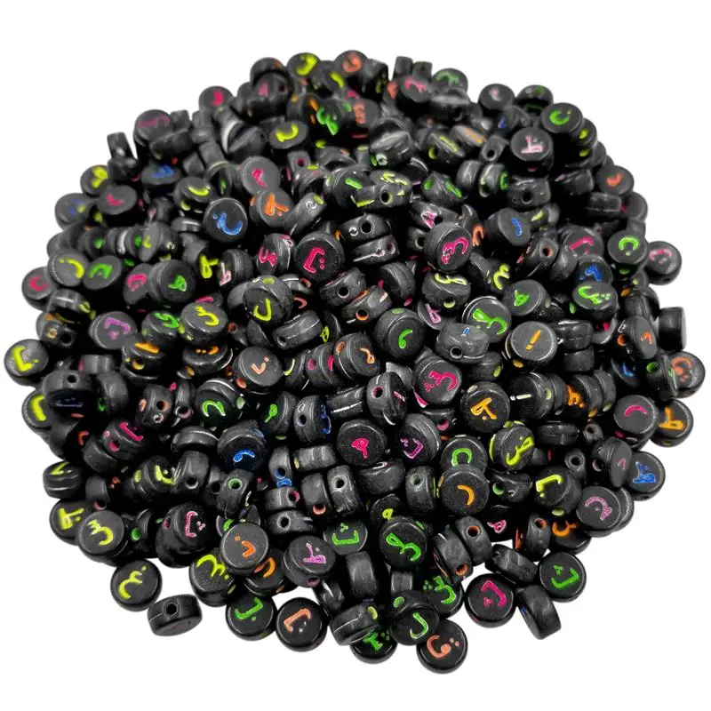

7mm Arabic alphabet Mixed Color Letter Acrylic Beads Round Flat Alphabet Loose Spacer Beads For Jewelry Making Diy Bracelet