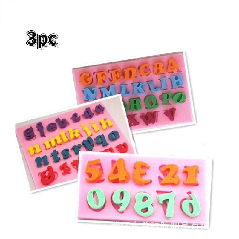 

3 pcs Fashion Mini Letter&Number Silicone Handmade Fondant Cake Decorating DIY Mould cake decoration accessories