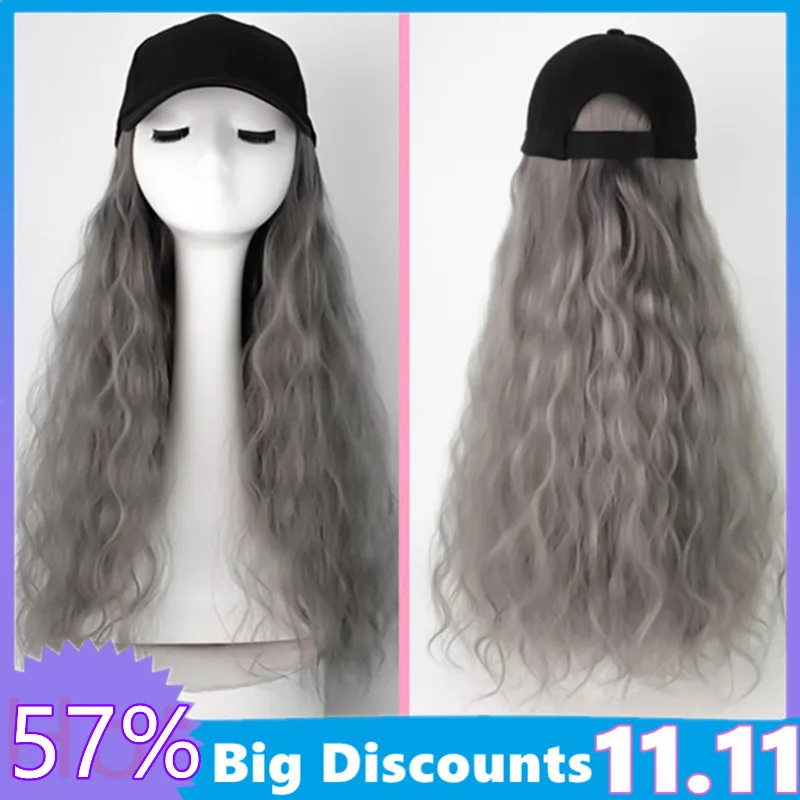 

4 Colors Fashion Wave Hat Women Wig 2 In 1 Synthetic Long Curly Baseball Cap For Girl Party