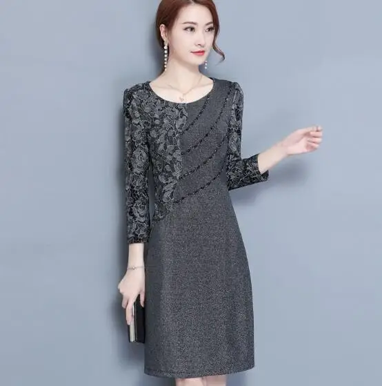 Plus Size Women Dress 2020 Autumn Office Dresses Elegant Lady Work Wear Retro Floral Printed J29923 | Женская одежда