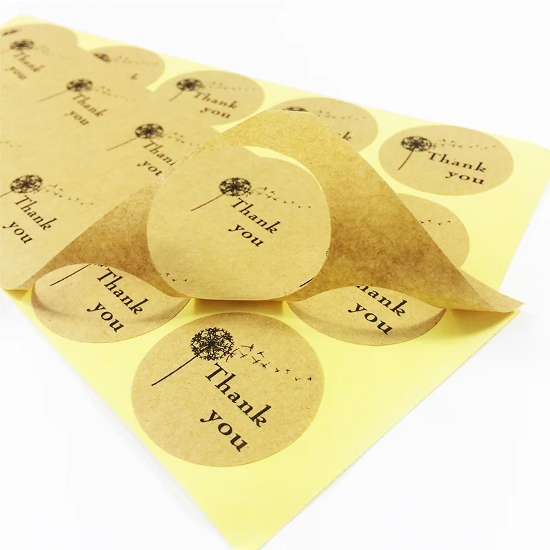 100 шт./лот наклейка с рисунком одуванчика и надписью Thank you из крафт-бумаги сделай
