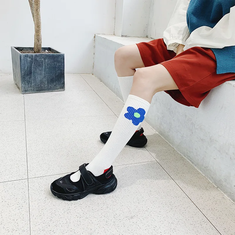 SP &amp CITY/корейские милые Гольфы с цветочным узором женские хлопковые Вязаные