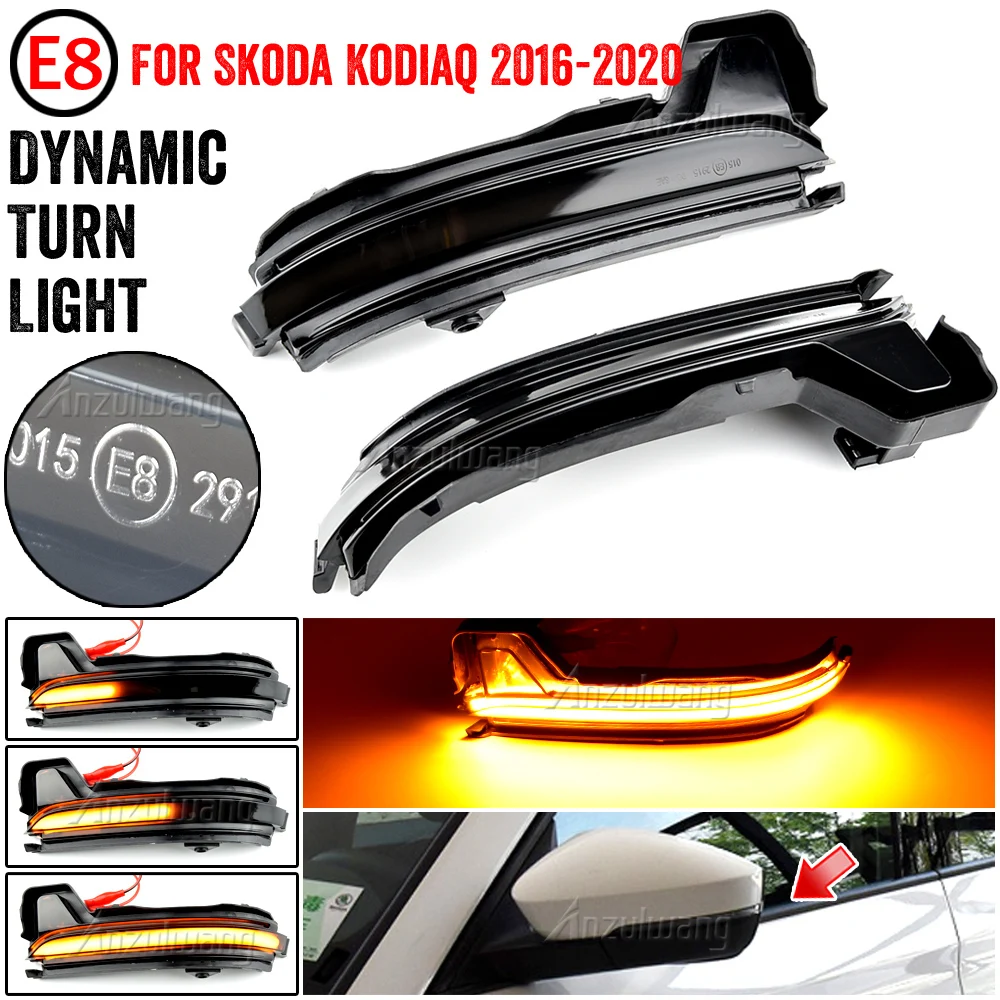

2pcs For SKODA KAROQ 2017-2020 KODIAQ 2016-2020 LED Blinker Dynamic Turn Signal Light Side Mirror Repeater